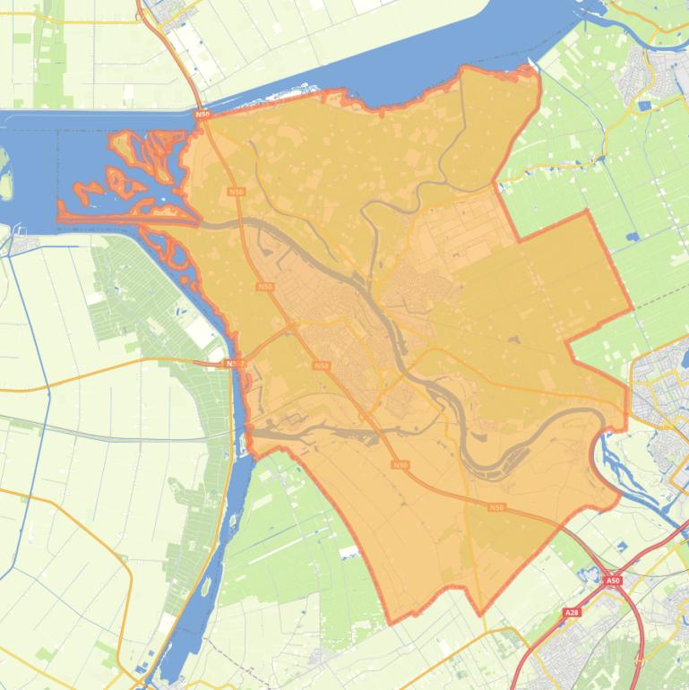 Kaart van de gemeente Kampen.