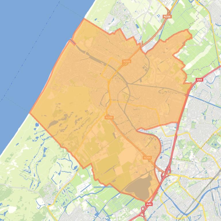 Kaart van de gemeente Katwijk.