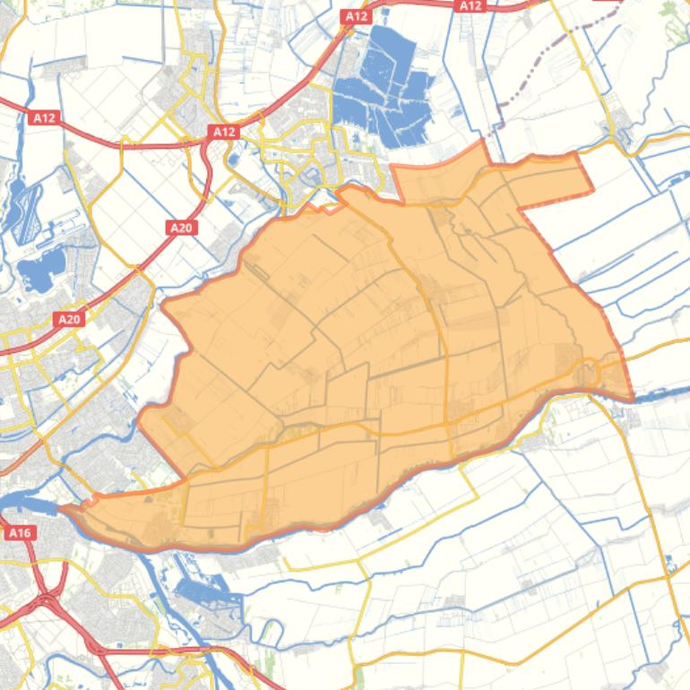 Kaart van de gemeente Krimpenerwaard.