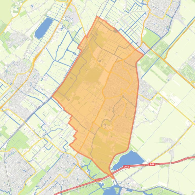 Kaart van de gemeente Lisse.