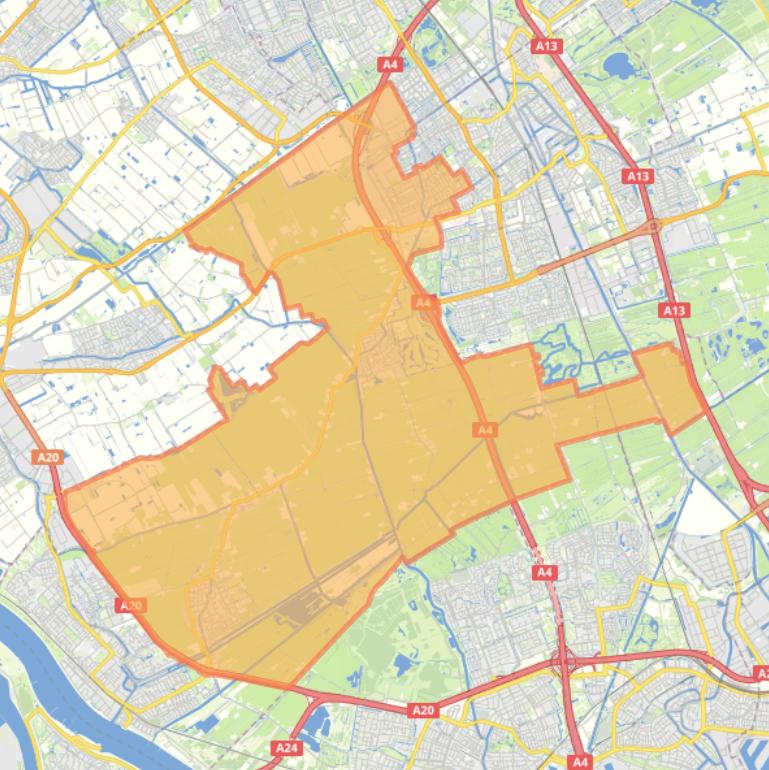 Kaart van de gemeente Midden-Delfland.
