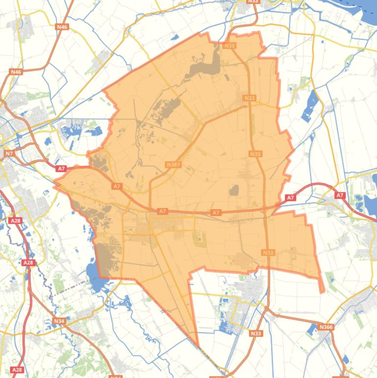 Kaart van de gemeente Midden-Groningen.