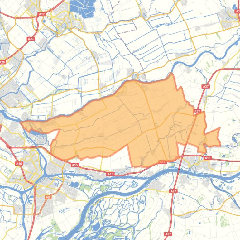 Kaart van postcodegebied 3381GE.