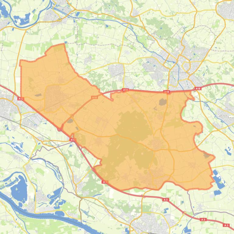 Kaart van de gemeente Montferland.