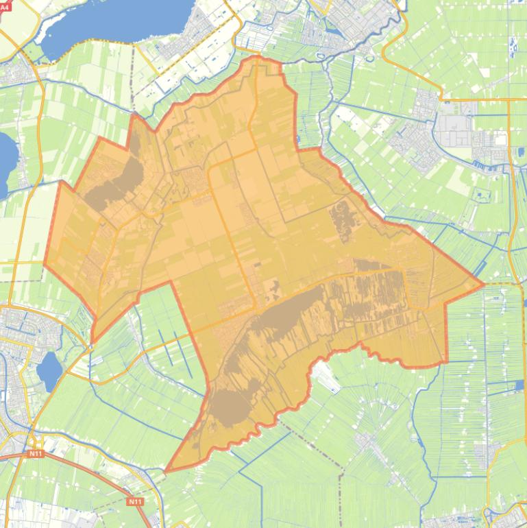 Kaart van de gemeente Nieuwkoop.