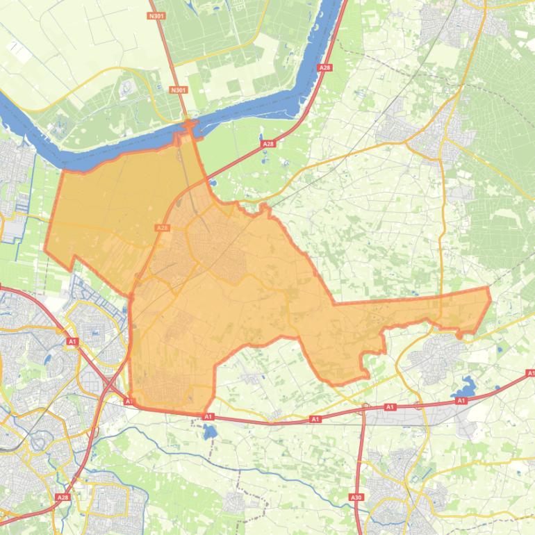 Kaart van de gemeente Nijkerk.