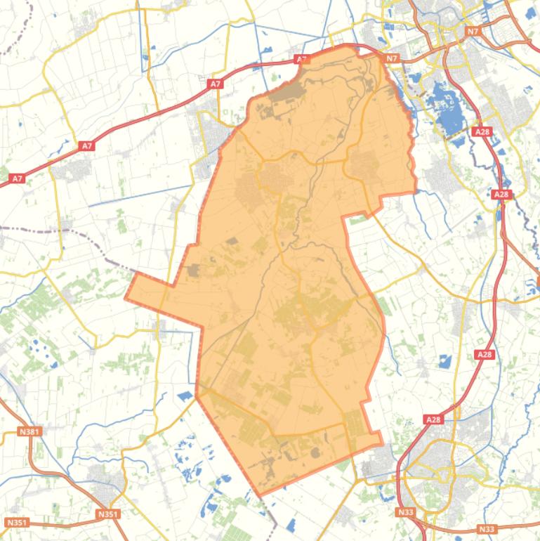Kaart van de gemeente Noordenveld.
