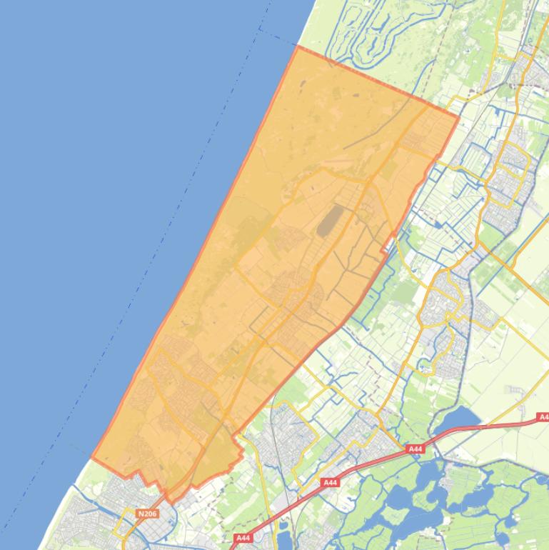 Kaart van de gemeente Noordwijk.