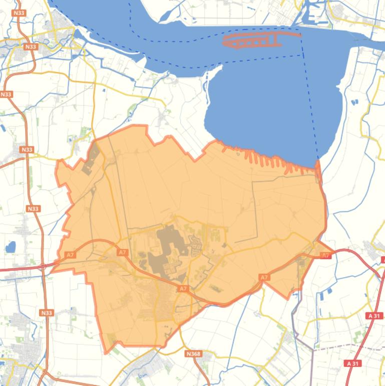 Kaart van de gemeente Oldambt.