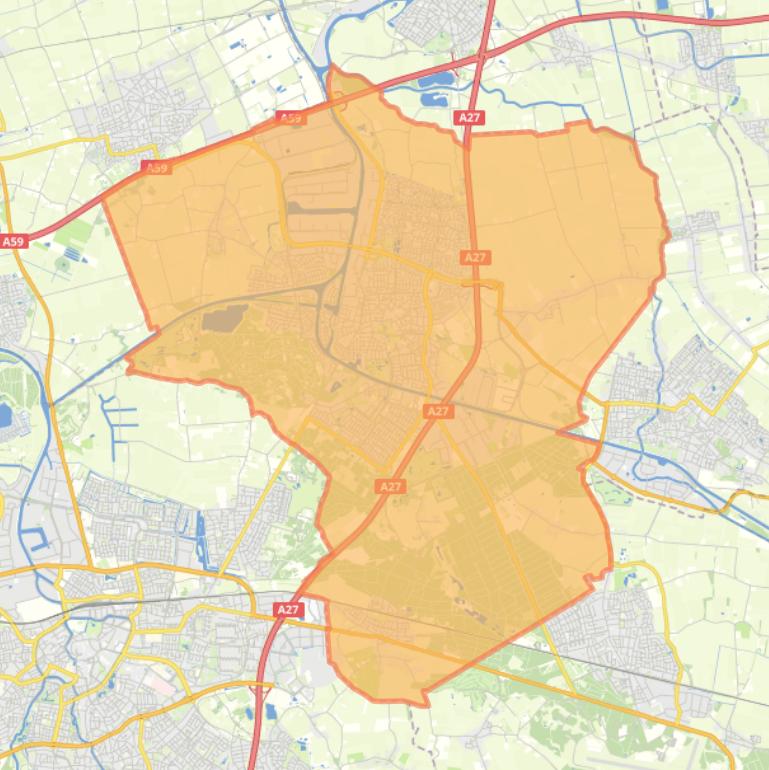Kaart van de gemeente Oosterhout.