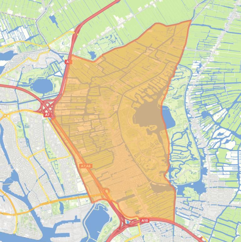 Kaart van de gemeente Oostzaan.
