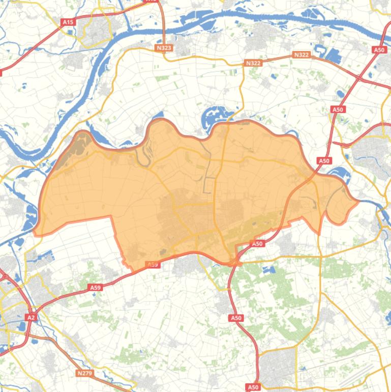 Kaart van de gemeente Oss.