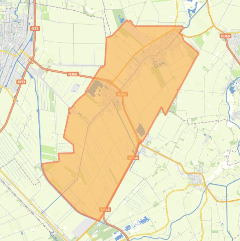 Kaart van de gemeente Pekela.