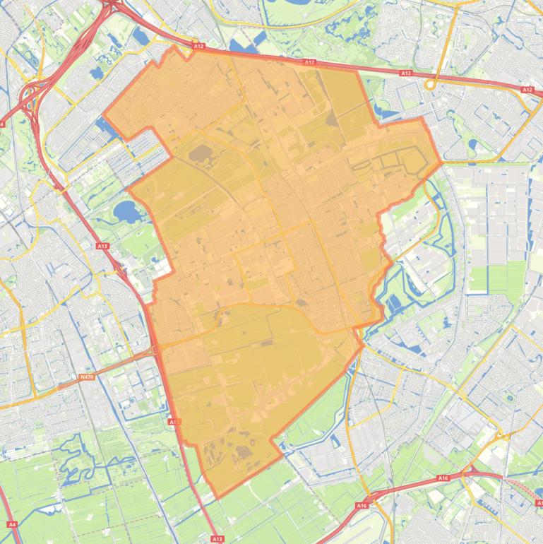 Kaart van de gemeente Pijnacker-Nootdorp.