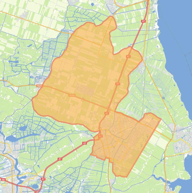 Kaart van de gemeente Purmerend.