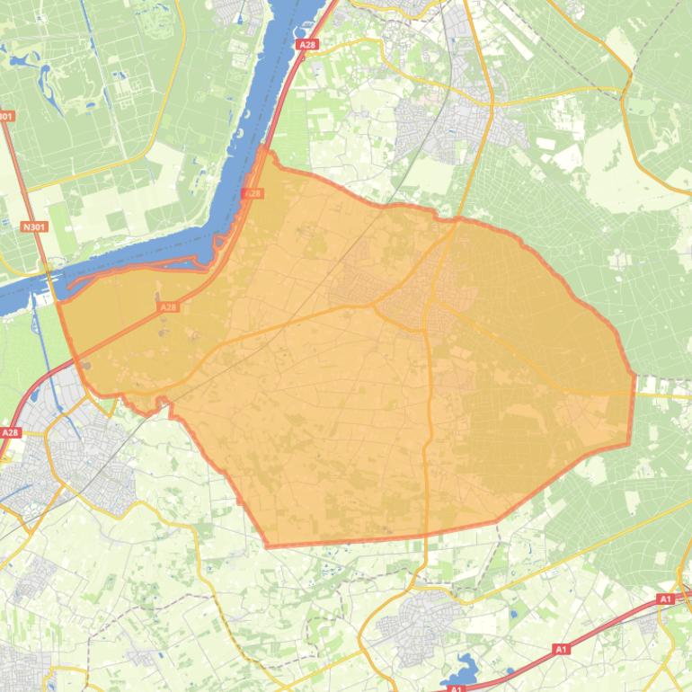 Kaart van de gemeente Putten.