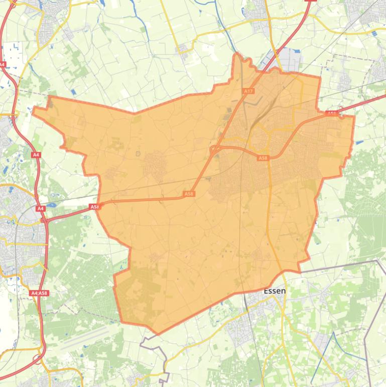 Kaart van de gemeente Roosendaal.