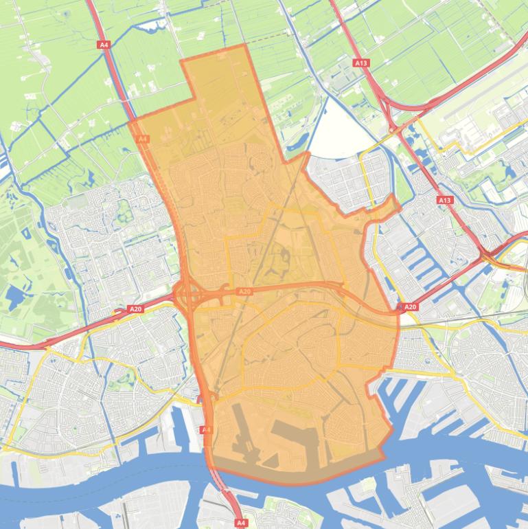 Kaart van de gemeente Schiedam.