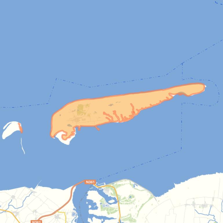 Kaart van de gemeente Schiermonnikoog.