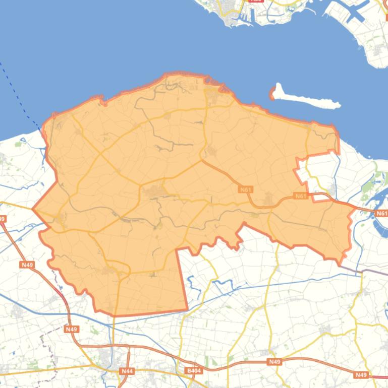 Kaart van de gemeente Sluis.
