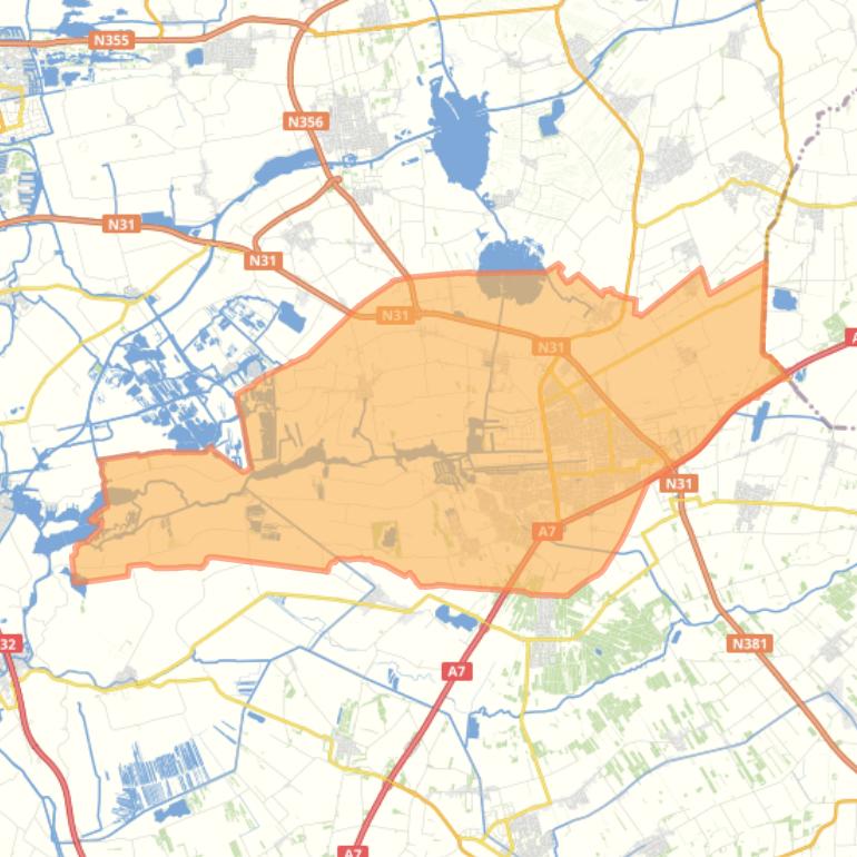 Kaart van de gemeente Smallingerland.