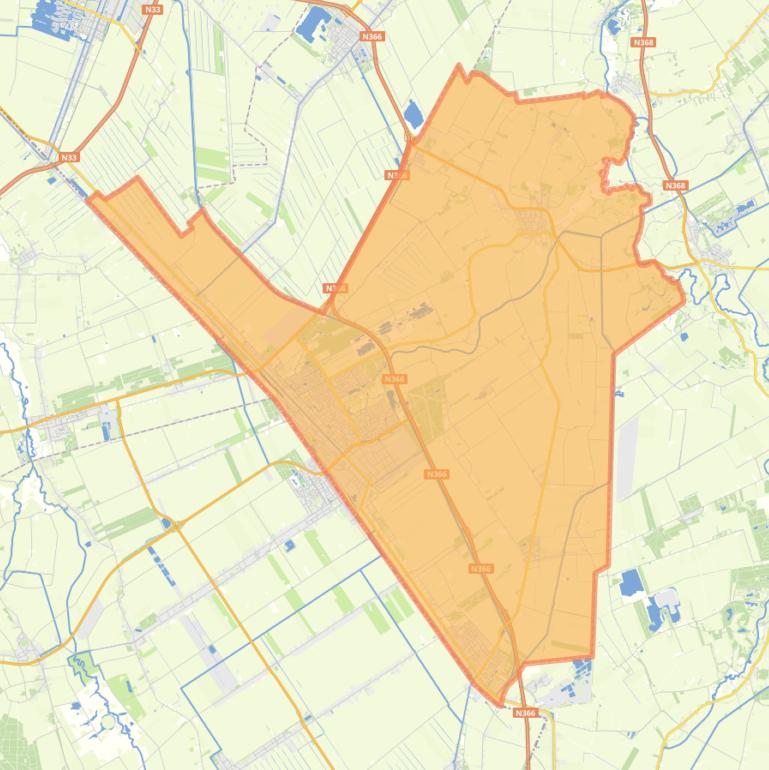 Kaart van de gemeente Stadskanaal.