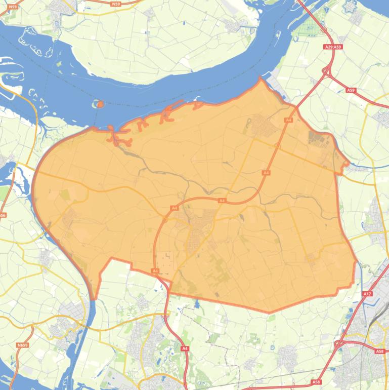 Kaart van de gemeente Steenbergen.