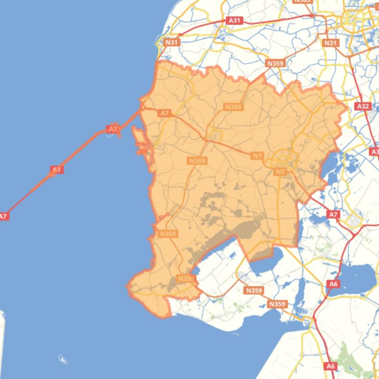 Kaart van de gemeente Súdwest-Fryslân.