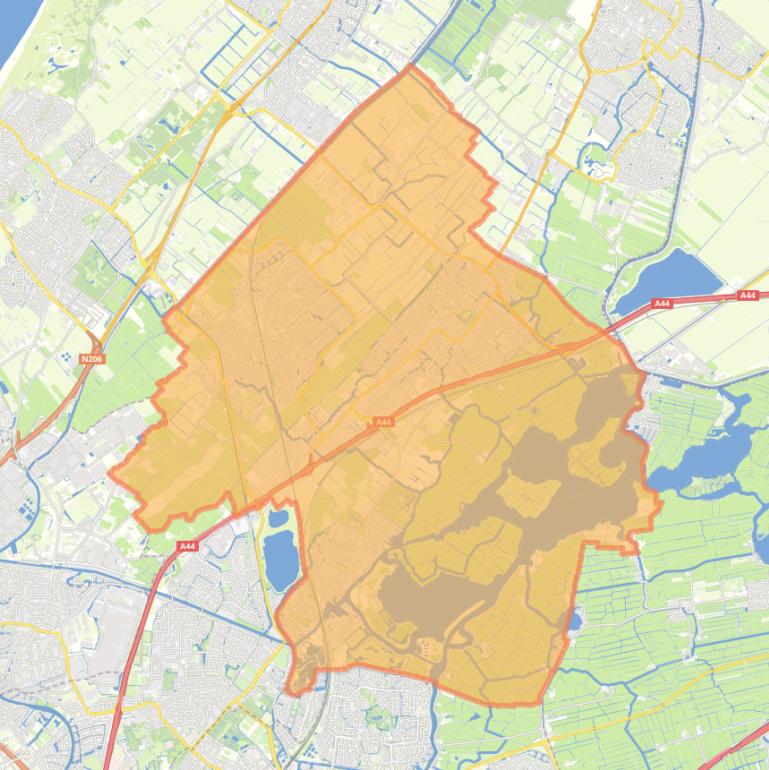 Kaart van de gemeente Teylingen.