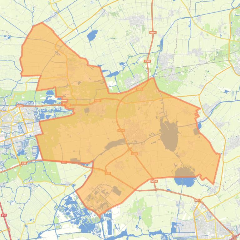 Kaart van de gemeente Tytsjerksteradiel.
