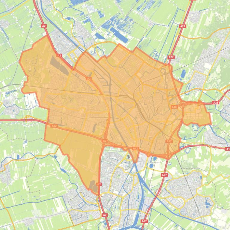 Kaart van de gemeente Utrecht.