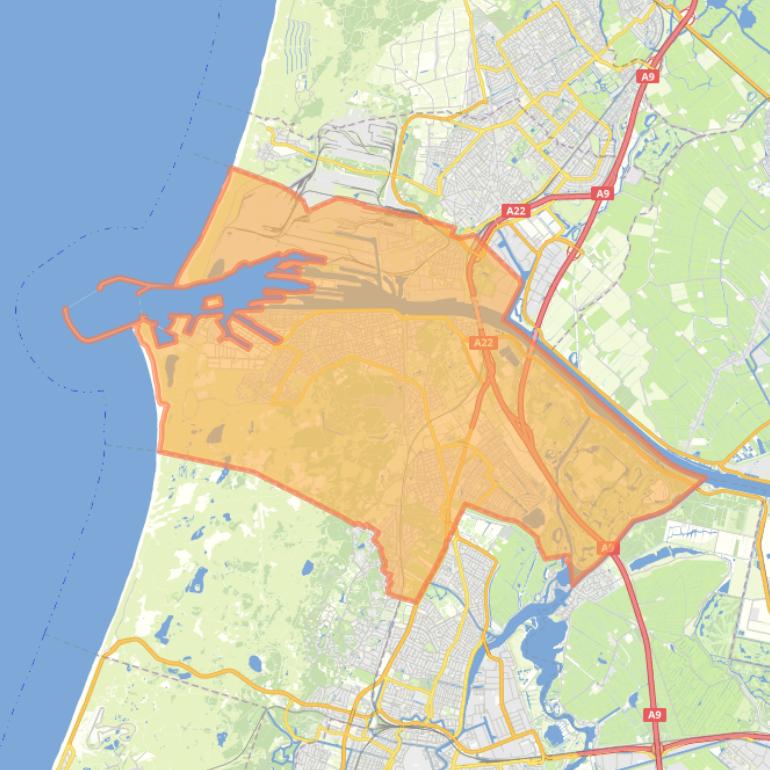 Kaart van de gemeente Velsen.