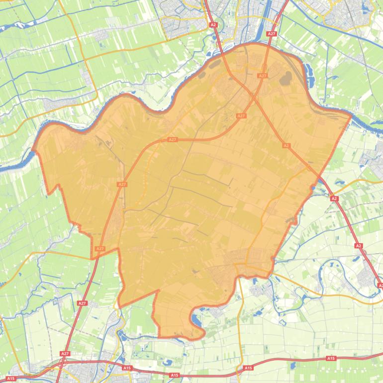 Kaart van de gemeente Vijfheerenlanden.