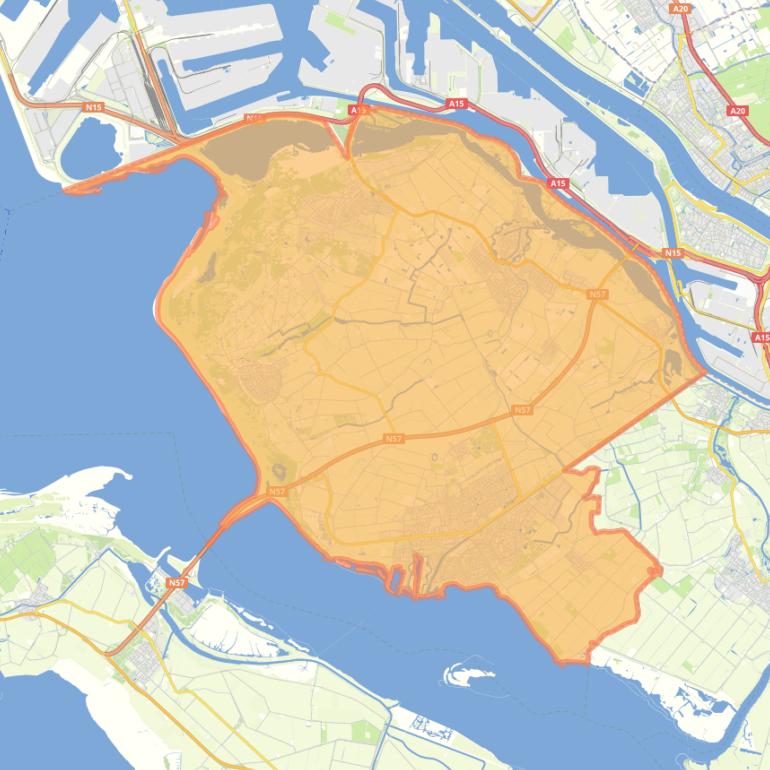 Kaart van de gemeente Voorne aan Zee.