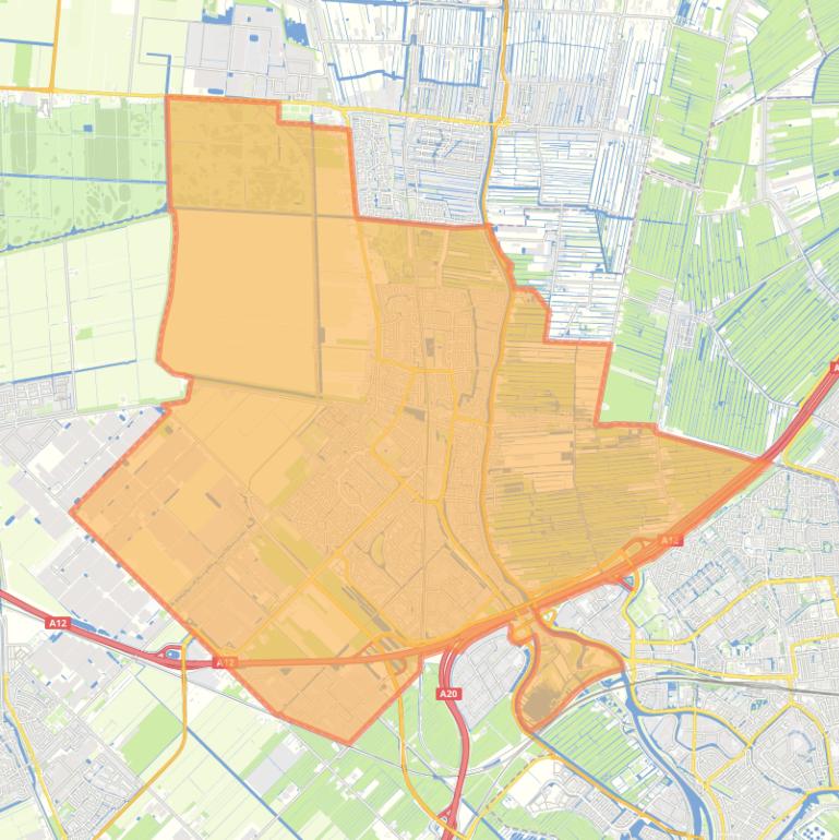 Kaart van de gemeente Waddinxveen.