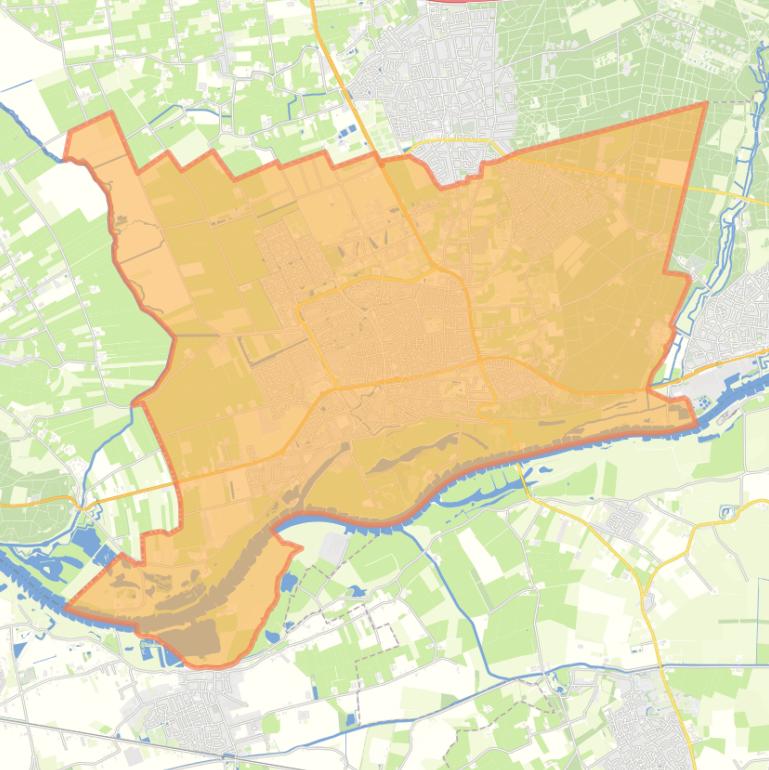 Kaart van de gemeente Wageningen.