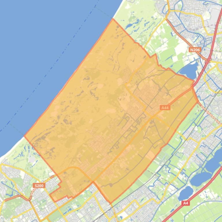 Kaart van de gemeente Wassenaar.