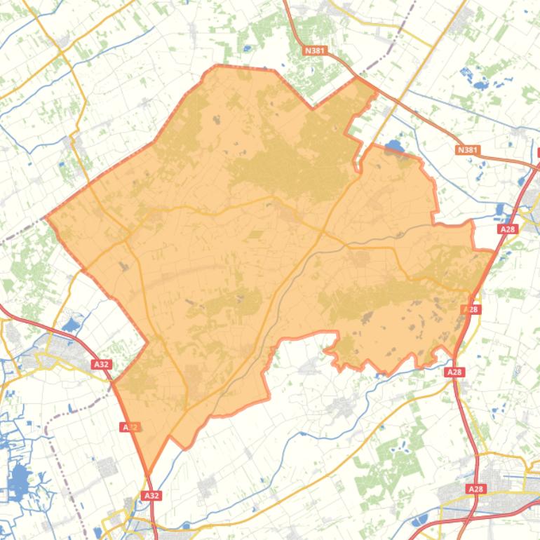 Kaart van de gemeente Westerveld.