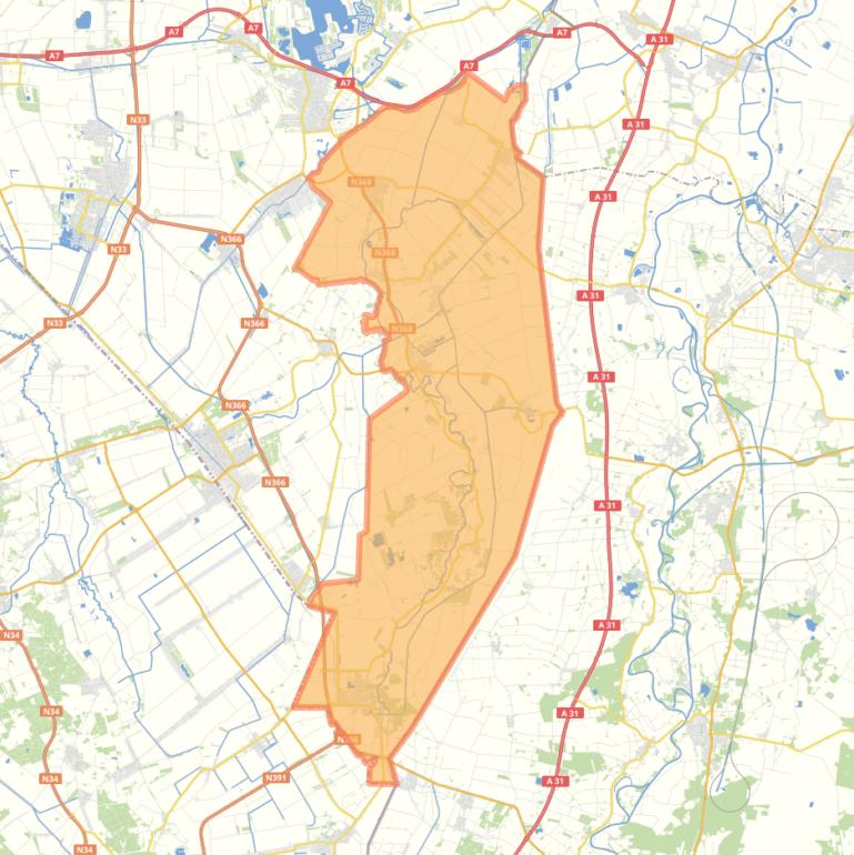 Kaart van de gemeente Westerwolde.