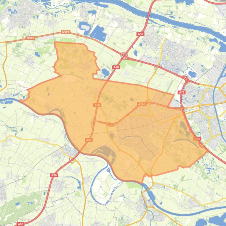 Kaart van de gemeente Wijchen.