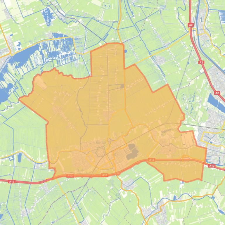 Kaart van de gemeente Woerden.