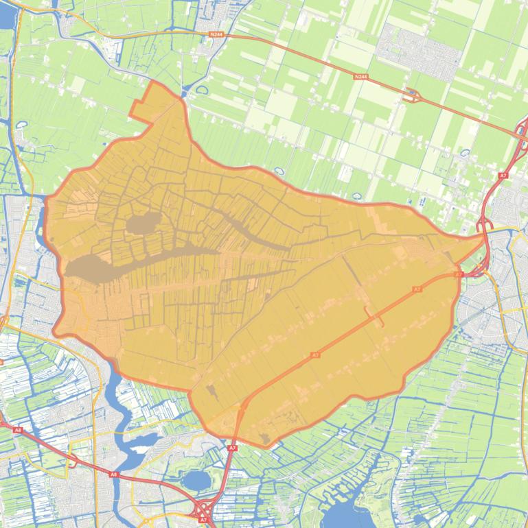 Kaart van de gemeente Wormerland.