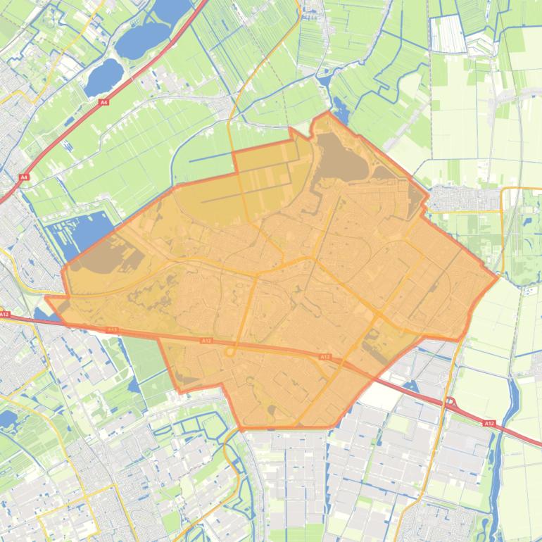 Kaart van de gemeente Zoetermeer.