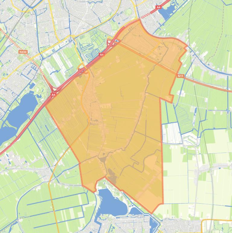 Kaart van de gemeente Zoeterwoude.