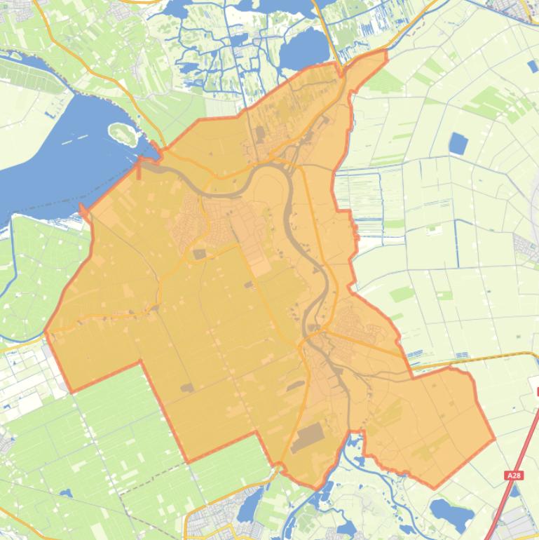 Kaart van de gemeente Zwartewaterland.