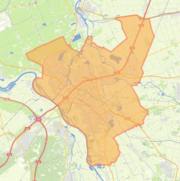 Kaart van de gemeente Zwolle.