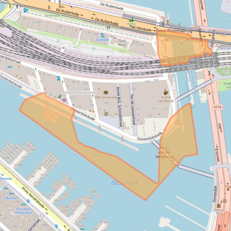 Kaart van postcodegebied 1011AE.