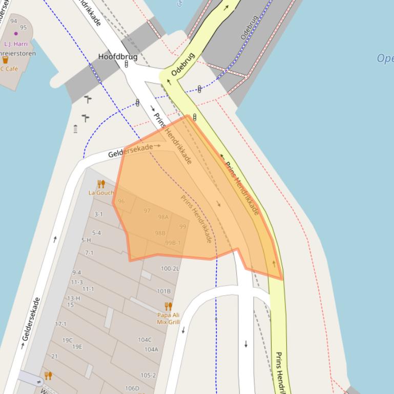 Kaart van postcodegebied 1011AG.