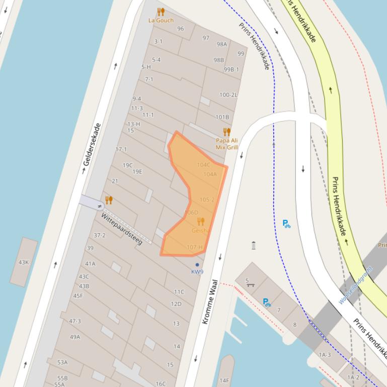 Kaart van postcodegebied 1011AJ.