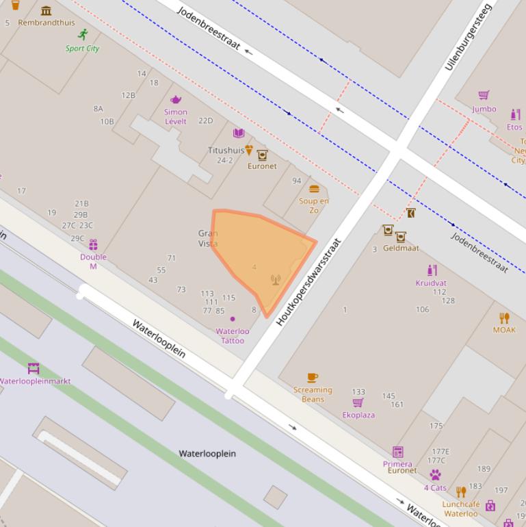 Kaart van postcodegebied 1011AL.